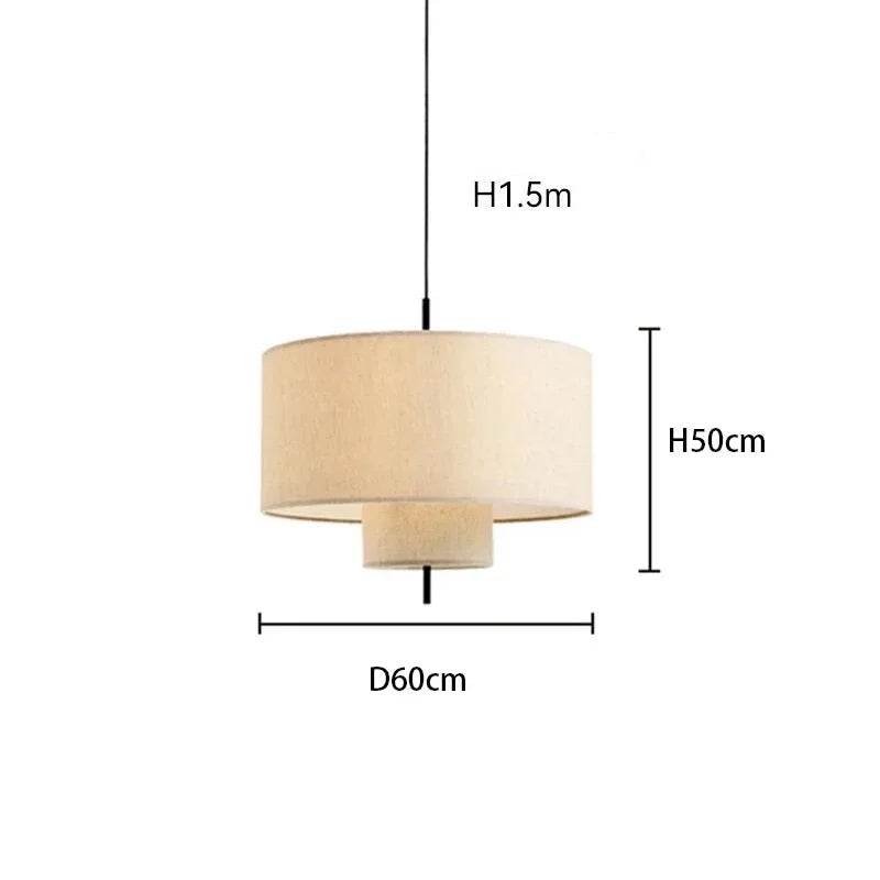 Suspension LED en tissu Wabi Sabi style japonais 60cm / Blanc neutre (4500K) Mon Luminaire™