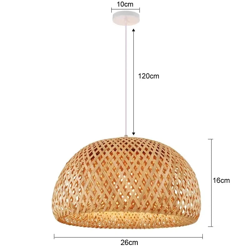 Suspension luminaire bohème bambou artisanal vasque Blanc Mon Luminaire™