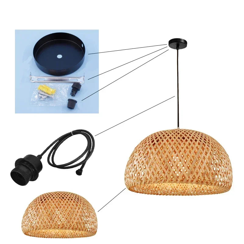 Suspension luminaire bohème bambou artisanal vasque Mon Luminaire™