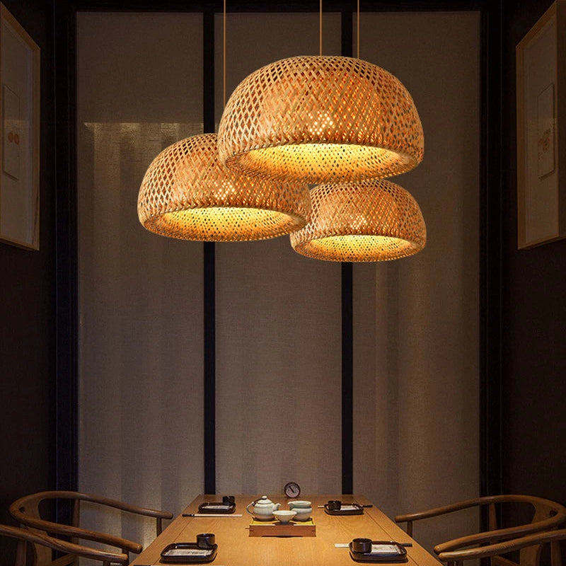 Suspension luminaire bohème bambou artisanal vasque Mon Luminaire™