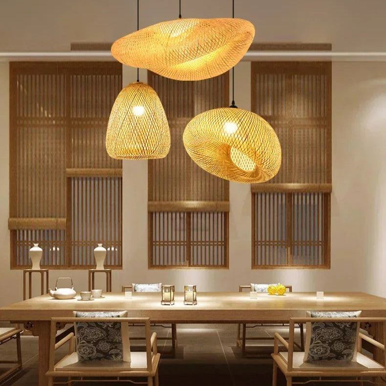Suspension luminaire bohème bambou japonais artisanal 36cm / E27 Mon Luminaire™