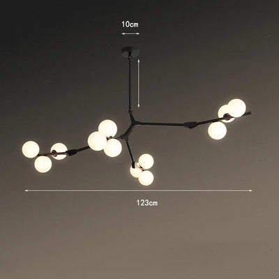 Suspension moderne nordique LED salon noire 12 ampoules 15cm / Blanc chaud (3000K) Mon Luminaire™