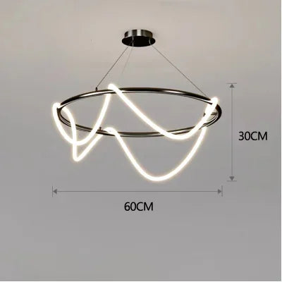 Suspension style nordique pour salle à manger cercle noir 60 cm / Blanc chaud (3000K) Mon Luminaire™