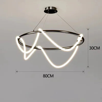 Suspension style nordique pour salle à manger cercle noir 80 cm / Blanc chaud (3000K) Mon Luminaire™