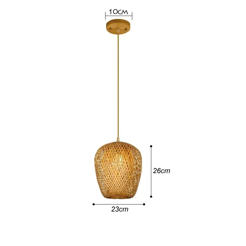 Suspension luminaire bohème bambou artisanal cocon 23cm x 26cm Mon Luminaire™