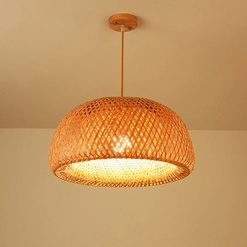 Suspension luminaire bohème bambou artisanal vasque Mon Luminaire™