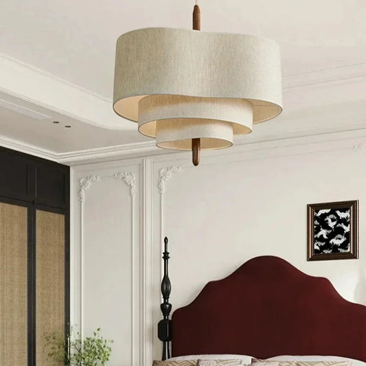Suspension luminaire en tissu Wabi-sabi design chinois 45cm / Blanc froid (6000K) Mon Luminaire™