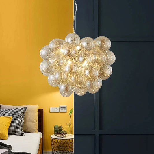 Suspension luminaire salon et chambre 8 ampoules Champagne / Blanc froid (6000K) Mon Luminaire™