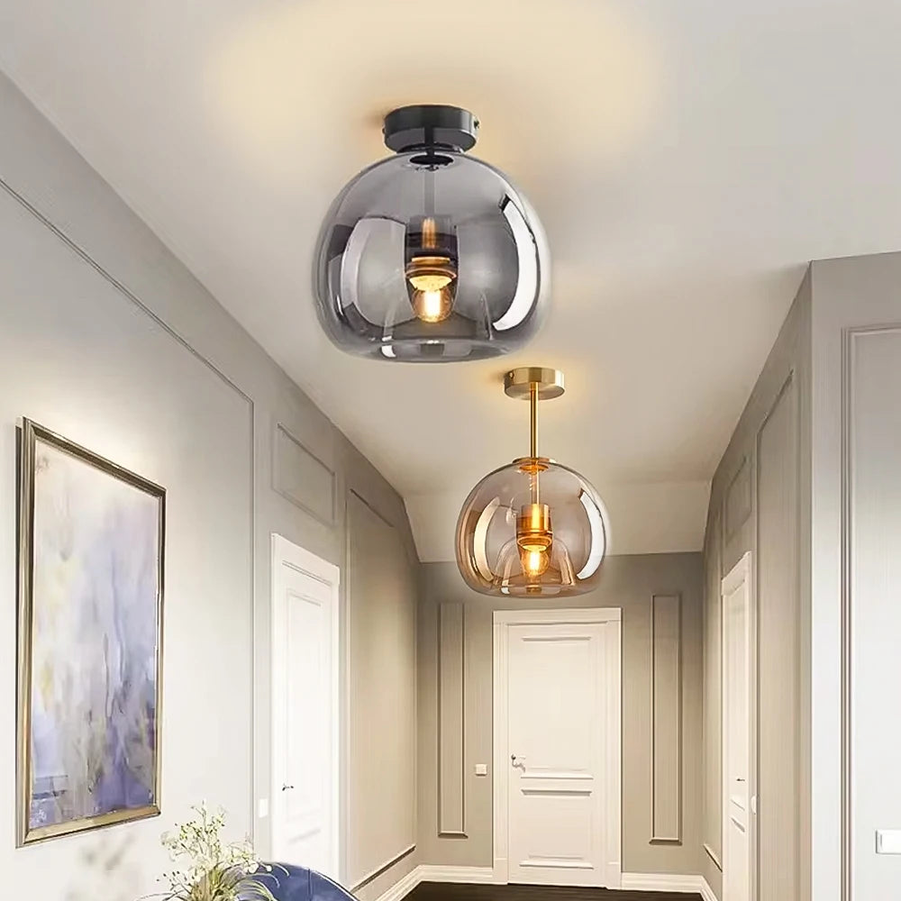 Suspension moderne en verre cognac lampe LED Mon Luminaire™
