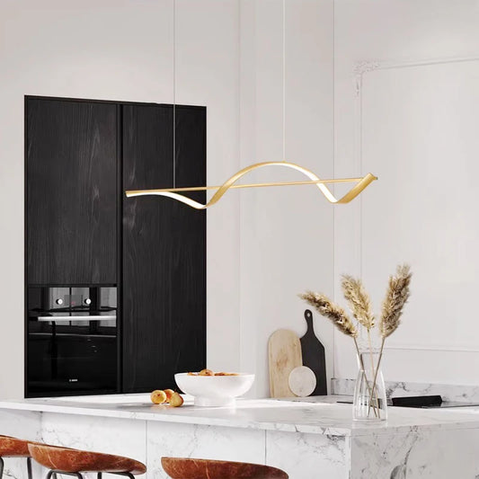 Suspension moderne LED design spirale dorée Mon Luminaire™