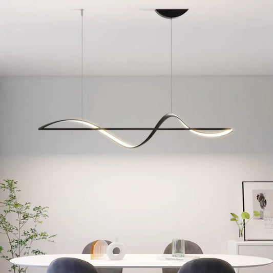 Suspension moderne LED design spirale noire 120cm / Blanc froid (6000K) Mon Luminaire™