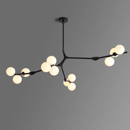 Suspension moderne nordique LED salon noire 12 ampoules Mon Luminaire™