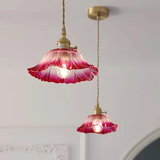 Suspensions vintage en verre à fleur Violet / Blanc chaud (3000K) Mon Luminaire™